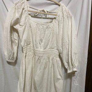 Cream peasant dress with tie back - size XS